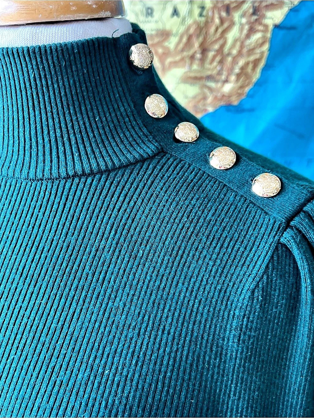 Lauren Ralph Lauren Ribbed Turtleneck Sweater Green Size Medium - Picture 5 of 10